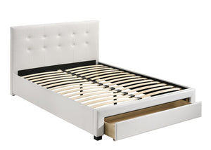 English Elm Bedroom Queen Storage Bed Faux Leather Tufted Headboard with Under Frame Drawers White HS00F9314Q-ID-AHD