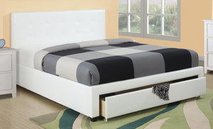 English Elm Bedroom Queen Storage Bed Faux Leather Tufted Headboard with Under Frame Drawers White HS00F9314Q-ID-AHD
