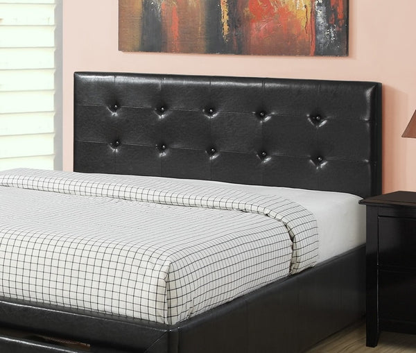English Elm Bedroom Queen Storage Bed Faux Leather Tufted Headboard with Under Frame Drawers Black HS00F9313Q-ID-AHD