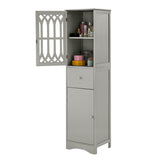 English Elm Tall Bathroom Cabinet, Freestanding Storage Cabinet With Drawer and Doors, Mdf Board, Acrylic Door, Adjustable Shelf, Grey