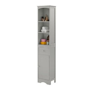 English Elm Tall Modern Freestanding Bathroom Storage Cabinet with Drawer and Adjustable Shelf, 37.4" H, MDF Grey WF289423AAG