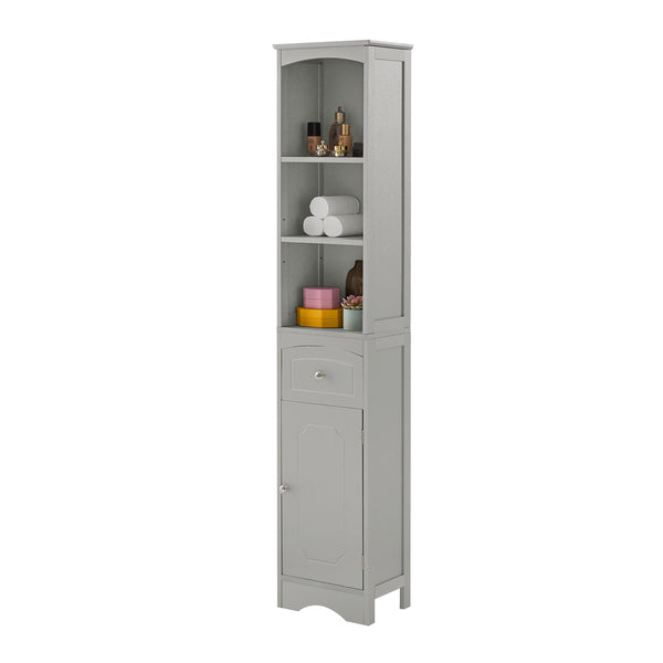 English Elm Tall Modern Freestanding Bathroom Storage Cabinet with Drawer and Adjustable Shelf, 37.4" H, MDF Grey WF289423AAG