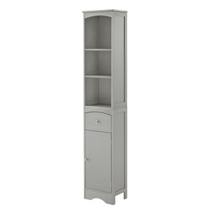 English Elm Tall Modern Freestanding Bathroom Storage Cabinet with Drawer and Adjustable Shelf, 37.4" H, MDF Grey WF289423AAG