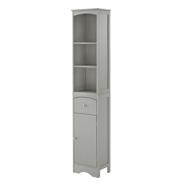English Elm Tall Modern Freestanding Bathroom Storage Cabinet with Drawer and Adjustable Shelf, 37.4" H, MDF Grey WF289423AAG