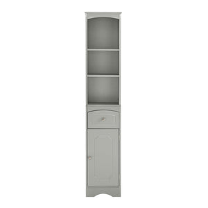 English Elm Tall Modern Freestanding Bathroom Storage Cabinet with Drawer and Adjustable Shelf, 37.4" H, MDF Grey WF289423AAG