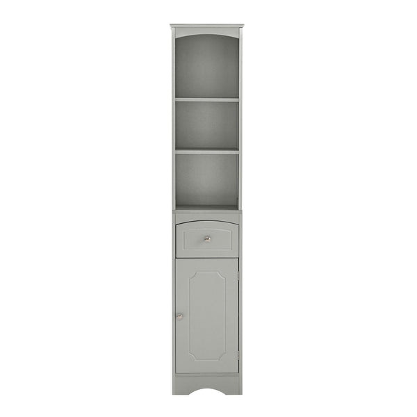 English Elm Tall Modern Freestanding Bathroom Storage Cabinet with Drawer and Adjustable Shelf, 37.4" H, MDF Grey WF289423AAG