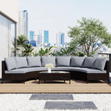 Hearth and Haven Odessa 5 Piece Outdoor Sectional Sofa Set with Tempered Glass Table, Grey