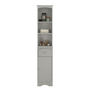 English Elm Tall Modern Freestanding Bathroom Storage Cabinet with Drawer and Adjustable Shelf, 37.4" H, MDF Grey WF289423AAG