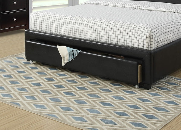 English Elm Bedroom Queen Storage Bed Faux Leather Tufted Headboard with Under Frame Drawers Black HS00F9313Q-ID-AHD