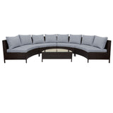 Hearth and Haven Odessa 5 Piece Outdoor Sectional Sofa Set with Tempered Glass Table, Grey