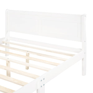 English Elm Queen Platform Bed with Headboard Pinewood Frame White Finish Slat Support Included WF289142AAK