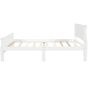 English Elm Queen Platform Bed with Headboard Pinewood Frame White Finish Slat Support Included WF289142AAK