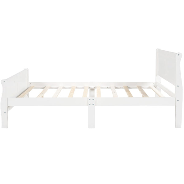 English Elm Queen Platform Bed with Headboard Pinewood Frame White Finish Slat Support Included WF289142AAK