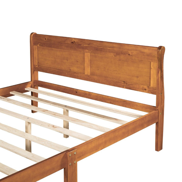 English Elm Queen Platform Bed with Headboard Pinewood Frame White Finish Slat Support Included WF289142AAL
