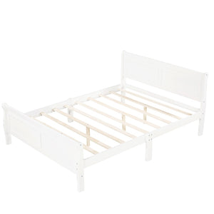 English Elm Full Size Wood Platform Bed Minimalist Frame with Headboard and No Box Spring Needed White WF289141AAK