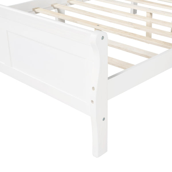 English Elm Queen Platform Bed with Headboard Pinewood Frame White Finish Slat Support Included WF289142AAK