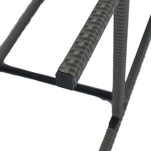 English Elm GO Outdoor 5-Piece Patio Wicker Bar Set with Acacia Top, Removable Cushions, Non-Slip Feet — Durable Seating for 250 lb Capacity FG201216AAE