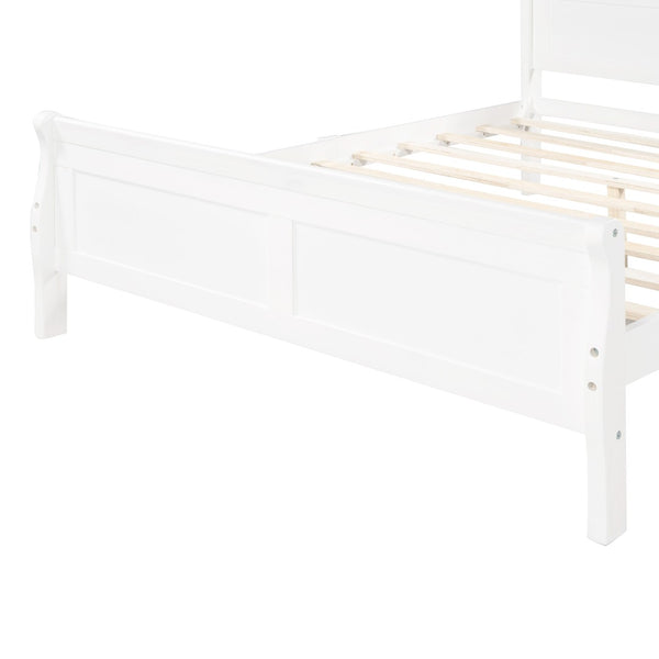 English Elm Queen Platform Bed with Headboard Pinewood Frame White Finish Slat Support Included WF289142AAK