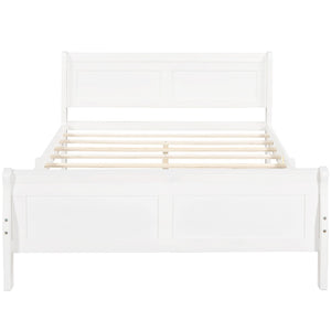 English Elm Queen Platform Bed with Headboard Pinewood Frame White Finish Slat Support Included WF289142AAK