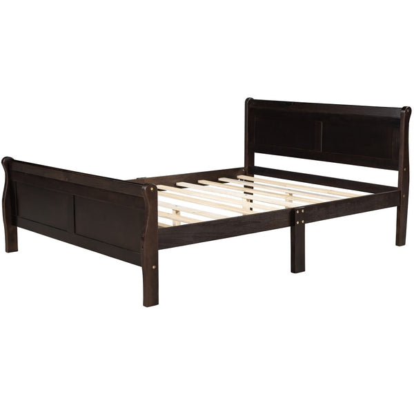 English Elm Queen Platform Bed with Headboard Pinewood Frame White Finish Slat Support Included WF289142AAP