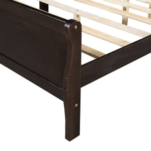 English Elm Queen Platform Bed with Headboard Pinewood Frame White Finish Slat Support Included WF289142AAP