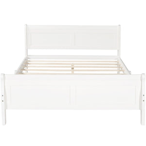 English Elm Full Size Wood Platform Bed Minimalist Frame with Headboard and No Box Spring Needed White WF289141AAK
