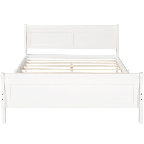 English Elm Full Size Wood Platform Bed Minimalist Frame with Headboard and No Box Spring Needed White WF289141AAK