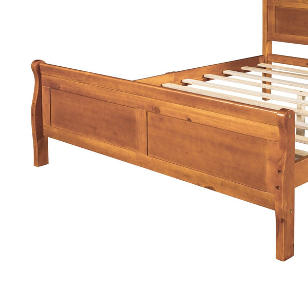 English Elm Full Size Wood Platform Bed Minimalist Frame with Headboard and No Box Spring Needed WF289141AAL
