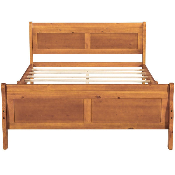 English Elm Full Size Wood Platform Bed Minimalist Frame with Headboard and No Box Spring Needed WF289141AAL