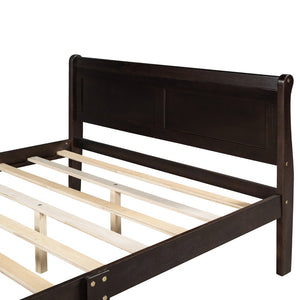 English Elm Queen Platform Bed with Headboard Pinewood Frame White Finish Slat Support Included WF289142AAP