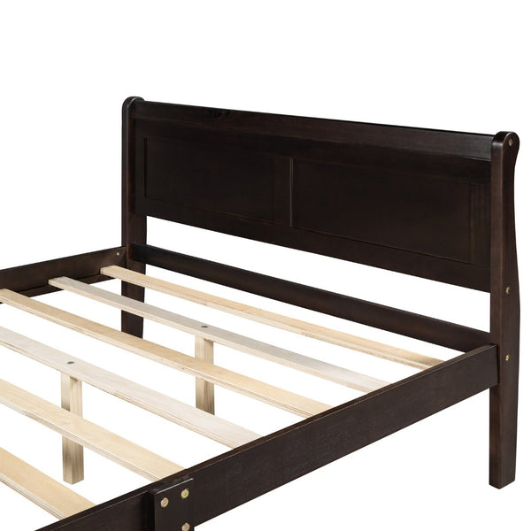 English Elm Queen Platform Bed with Headboard Pinewood Frame White Finish Slat Support Included WF289142AAP
