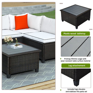 English Elm U-style Wicker Patio Sectional with Plush Cushions for Modern Outdoor Gatherings WY000111AAA