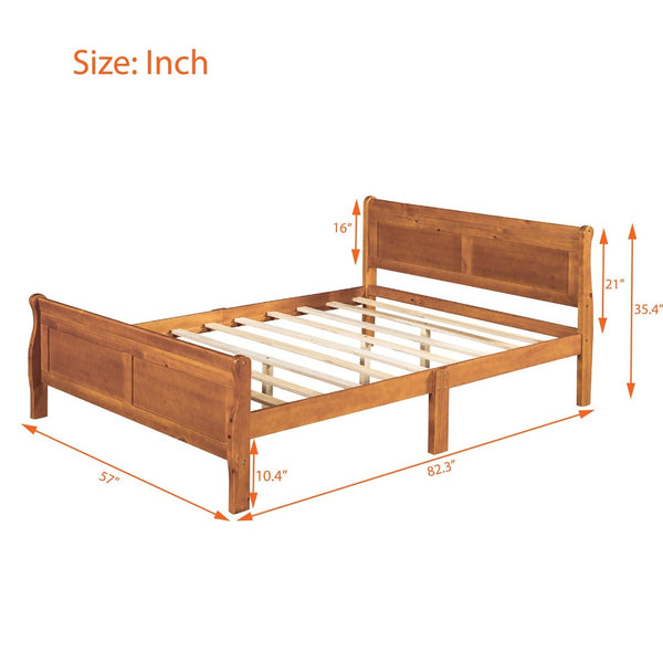 English Elm Full Size Wood Platform Bed Minimalist Frame with Headboard and No Box Spring Needed WF289141AAL