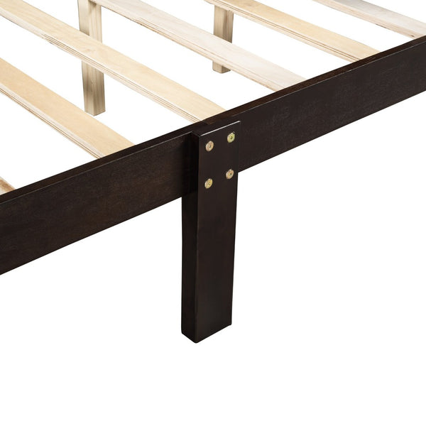 English Elm Queen Platform Bed with Headboard Pinewood Frame White Finish Slat Support Included WF289142AAP