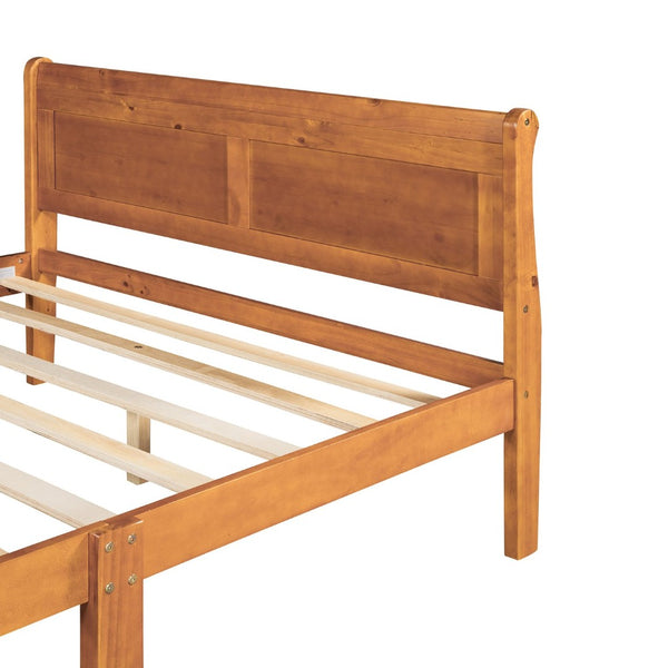 English Elm Full Size Wood Platform Bed Minimalist Frame with Headboard and No Box Spring Needed WF289141AAL
