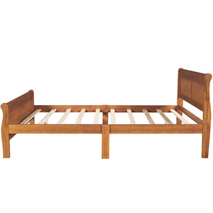 English Elm Queen Platform Bed with Headboard Pinewood Frame White Finish Slat Support Included WF289142AAL