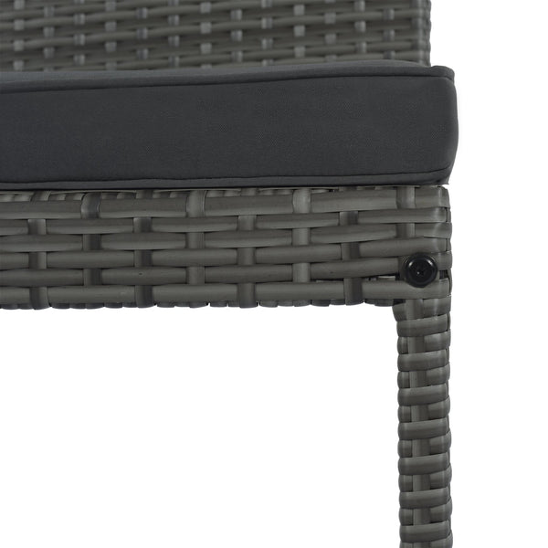 English Elm GO Outdoor 5-Piece Patio Wicker Bar Set with Acacia Top, Removable Cushions, Non-Slip Feet — Durable Seating for 250 lb Capacity FG201216AAE