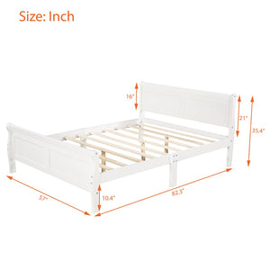 English Elm Full Size Wood Platform Bed Minimalist Frame with Headboard and No Box Spring Needed White WF289141AAK