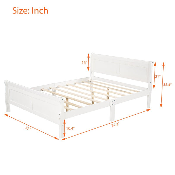 English Elm Full Size Wood Platform Bed Minimalist Frame with Headboard and No Box Spring Needed White WF289141AAK