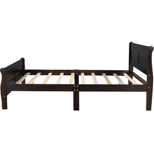 English Elm Queen Platform Bed with Headboard Pinewood Frame White Finish Slat Support Included WF289142AAP