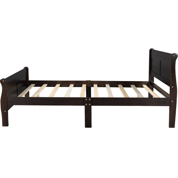English Elm Queen Platform Bed with Headboard Pinewood Frame White Finish Slat Support Included WF289142AAP