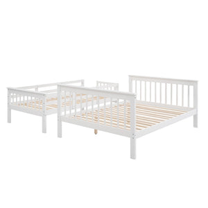 English Elm Stairway Twin Over Full Bunk Bed with Built in Stair Storage for Kids Bedroom White LT000019AAK