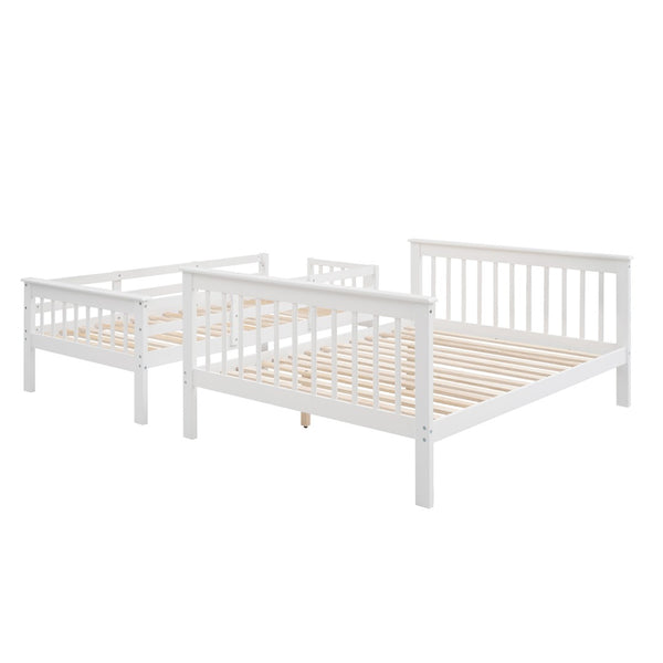 English Elm Stairway Twin Over Full Bunk Bed with Built in Stair Storage for Kids Bedroom White LT000019AAK