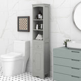 English Elm Tall Bathroom Cabinet, Freestanding Storage Cabinet With Drawer, Mdf Board, Adjustable Shelf, Grey