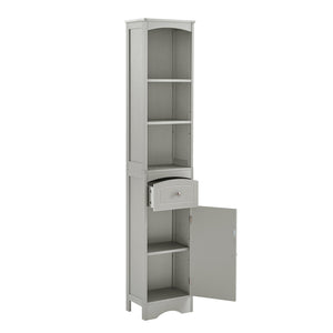 English Elm Tall Modern Freestanding Bathroom Storage Cabinet with Drawer and Adjustable Shelf, 37.4" H, MDF Grey WF289423AAG