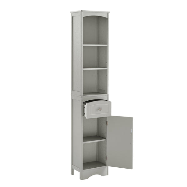 English Elm Tall Modern Freestanding Bathroom Storage Cabinet with Drawer and Adjustable Shelf, 37.4" H, MDF Grey WF289423AAG