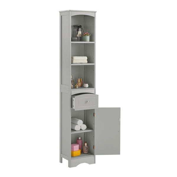 English Elm Tall Modern Freestanding Bathroom Storage Cabinet with Drawer and Adjustable Shelf, 37.4" H, MDF Grey WF289423AAG