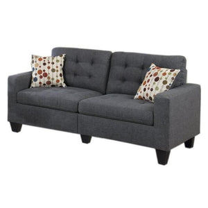 English Elm Living 2-Piece Tufted Linen-Look Sofa and Loveseat Set with Accent Pillows, Plush Cushions, Solid Pine Legs Grey Mix 35 L x 30 W x 26 H HS00F6901-ID-AHD