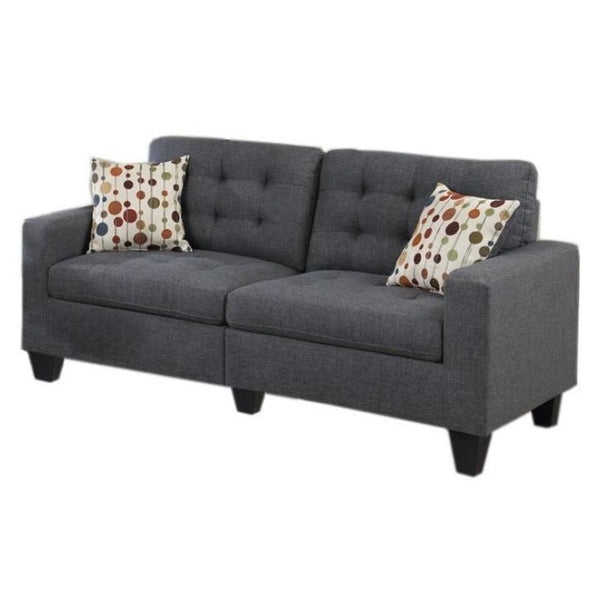 English Elm Living 2-Piece Tufted Linen-Look Sofa and Loveseat Set with Accent Pillows, Plush Cushions, Solid Pine Legs Grey Mix 35 L x 30 W x 26 H HS00F6901-ID-AHD