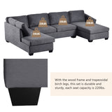 English Elm Ustyle Modern Large U-Shape Sectional Sofa, Double Extra Wide Chaise Lounge Couch, Grey